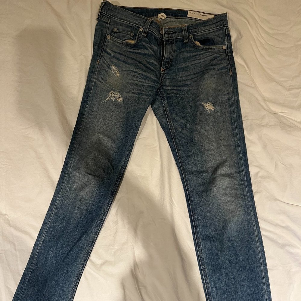 Rag and Bone The Dre Distressed Boyfriend Slim Jeans in Armitage Womens Size 25